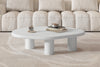 Organische salontafel Tavira 120x70 cm cementlook microcement ecru mat, hoogte 40 cm, draagkracht 80 kg