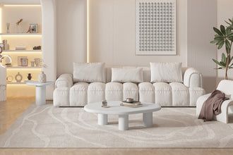 Organische salontafel Tavira 120x70 cm – cementlook microcement – ecru – mat