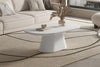 Ovale salontafel Tavira 120x70 cm cementlook microcement ecru mat, hoogte 40 cm, draagkracht 80 kg