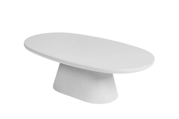 Ovale salontafel Tavira 120x70 cm ecru microcement cementlook met stabiel onderstel, mat design