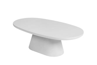 Ovale salontafel Tavira 120x70 cm ecru microcement cementlook met stabiel onderstel, mat design