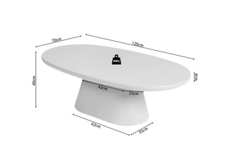 Ovale salontafel Tavira 120x70 cm – cementlook microcement – ecru – mat