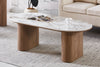 Ovale salontafel Evora 120x60 cm met glanzend gesinterde steen blad Pandora goudbruin, hoogte 43 cm, woonkamer