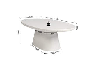Salontafel TAVIRA Wit – Trendy Betonlook in Ovaal Design