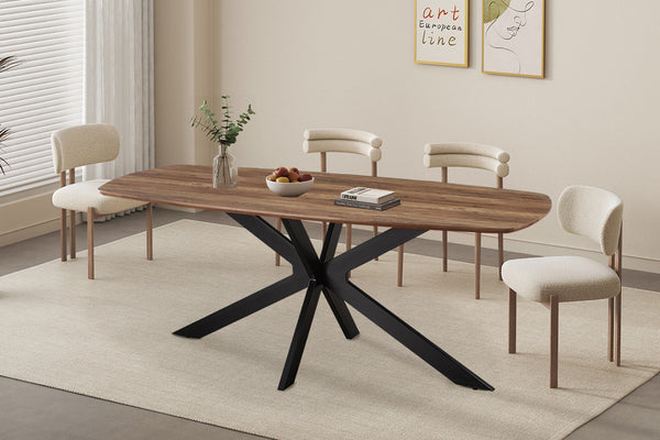 Eettafel Aziz 200x100 cm – Deens Ovaal Mango Decor – Metalen Poten & MDF Blad