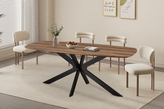 Eettafel Aziz 200x100 cm – Deens Ovaal Mango Decor – Metalen Poten & MDF Blad