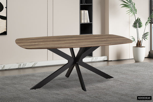 Eettafel Aziz 200x100 cm – Deens Ovaal Mango Decor – Metalen Poten & MDF Blad