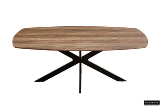 Eettafel Aziz 200x100 cm – Deens Ovaal Mango Decor – Metalen Poten & MDF Blad