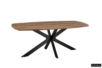 Eettafel Aziz 200x100 cm – Deens Ovaal Mango Decor – Metalen Poten & MDF Blad
