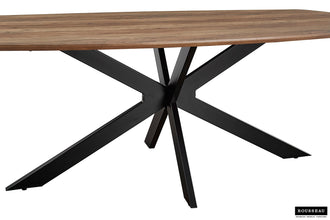 Eettafel Aziz 200x100 cm – Deens Ovaal Mango Decor – Metalen Poten & MDF Blad