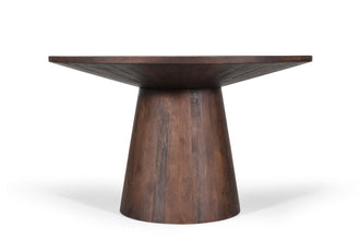 Tafel Tommy 130 cm Rond – Massief Mango Hout Bruin met Stabiel Onderstel