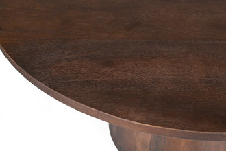 Tafel Tommy 130 cm Rond – Massief Mango Hout Bruin met Stabiel Onderstel