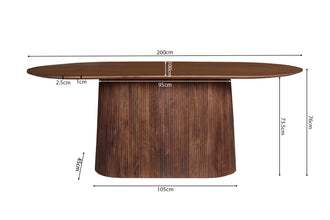 Tafel Miguel 200 cm Ovaal – Massief Mango Hout Lichtbruin