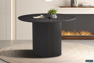 Tafel Lagos 120 cm Rond – Decor Donkerbruin met Luxe MDF-Structuur