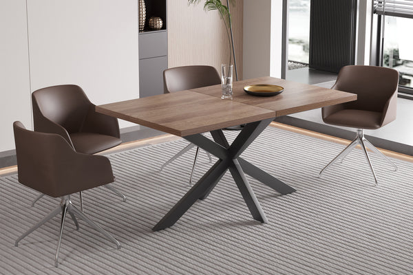 Uitschuifbare Eettafel Kos 160–200 x 90 cm – Donkerbruin MDF met 3D-Finish en Mat Design