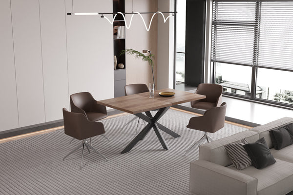 Uitschuifbare Eettafel Kos 160–200 x 90 cm – Donkerbruin MDF met 3D-Finish en Mat Design