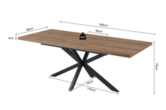 Uitschuifbare Eettafel Kos 160–200 x 90 cm – Donkerbruin MDF met 3D-Finish en Mat Design