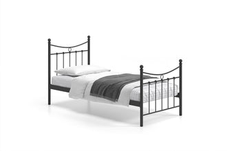 Eenpersoonsbed Sacha 90x200 – Zwart Metalen Bedframe Inclusief Lattenbodem