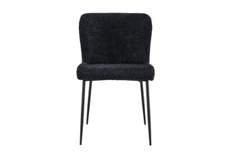 etkamerstoel Lisa Bouclé Donkergrijs – Moderne Comfortabele Stoel met Zwarte Poten