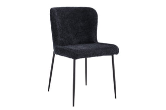 etkamerstoel Lisa Bouclé Donkergrijs – Moderne Comfortabele Stoel met Zwarte Poten