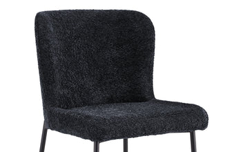 etkamerstoel Lisa Bouclé Donkergrijs – Moderne Comfortabele Stoel met Zwarte Poten