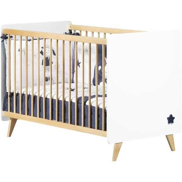 Complete OSLO babykamer – 3-delige babykamer set met bed 120x60 cm, commode en kledingkast – Wit en hout