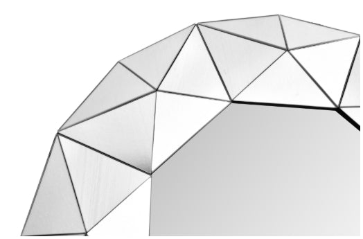 Vulcanus Wandspiegel – Rond 70 cm Zilver – Luxe Gefacet Mirror in Kristaldesign