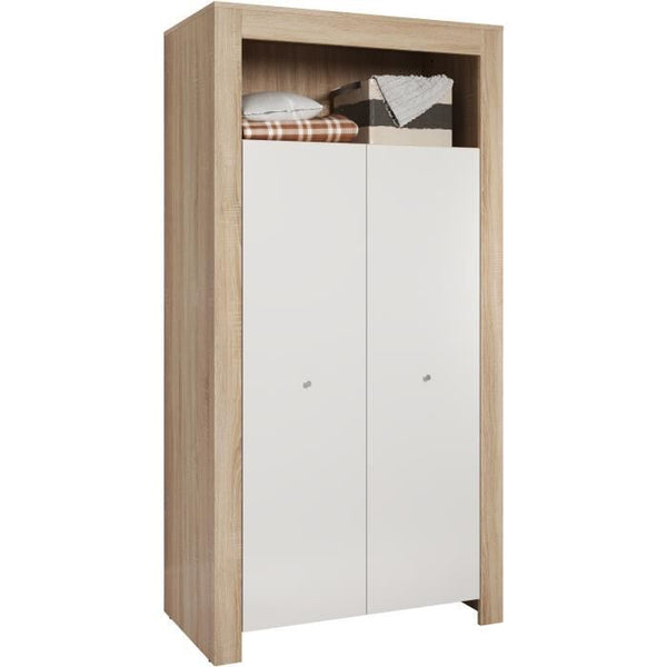 Complete babykamer set Pia – 3-delige babykamer met bed 70x140 cm, commode en kledingkast – Sonoma eiken en Mat Chêne decor