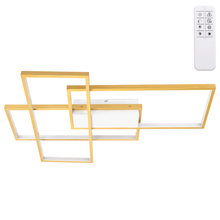 LED Geometrische Plafondlamp 38W Goud – Dimbaar CCT 2700K-6500K met Afstandsbediening – Modern Vierkant Design