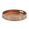 Acaciahouten dienblad Ø35.5x5 cm rond houten serveerblad met handgrepen uit de Acora collectie