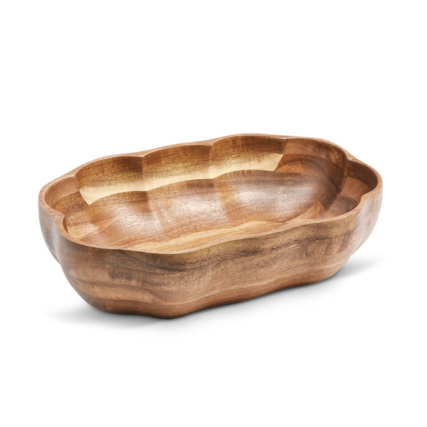 Acaciahouten schaal 28x18.5 cm organische houten serveerschaal uit de Acora collectie