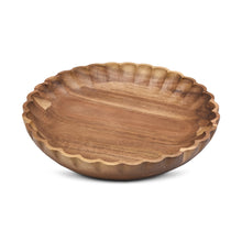 Acaciahouten schaal Ø25x4 cm ronde houten serveerschaal met golfrand uit de Acora collectie
