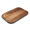 Acaciahouten serveerschaal 39x25 cm rechthoekige houten serveerplank met golfrand uit de Acora collectie