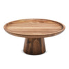 Acaciahouten serveerschaal op voet Ø25x11 cm ronde houten etagere schaal uit de Acora collectie