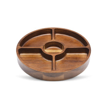 Acaciahouten snackschaal Ø29x4 cm ronde houten vakken schaal uit de Acora collectie