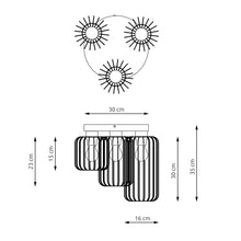 ARKA rond - Plafondlamp 3-lichts zwart/goud