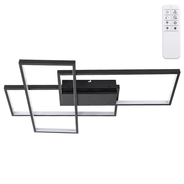 LED Geometrische Plafondlamp 38W Zwart – Dimbaar CCT 2700K-6500K met Afstandsbediening – Vierkant Design, 4400lm
