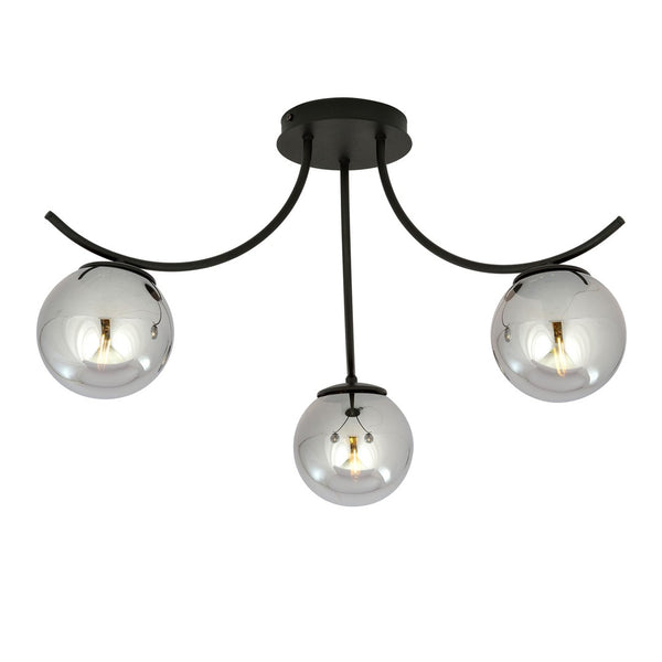 Plafondlamp BOSTON – 3 Bollen Zwart/Grijs