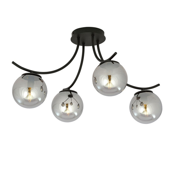 Plafondlamp BOSTON – 4 Bollen Zwart/Grijs