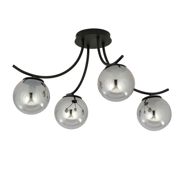 Plafondlamp BOSTON – 4 Bollen Zwart/Grijs
