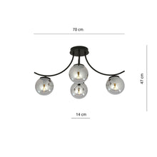Plafondlamp BOSTON – 4 Bollen Zwart/Grijs