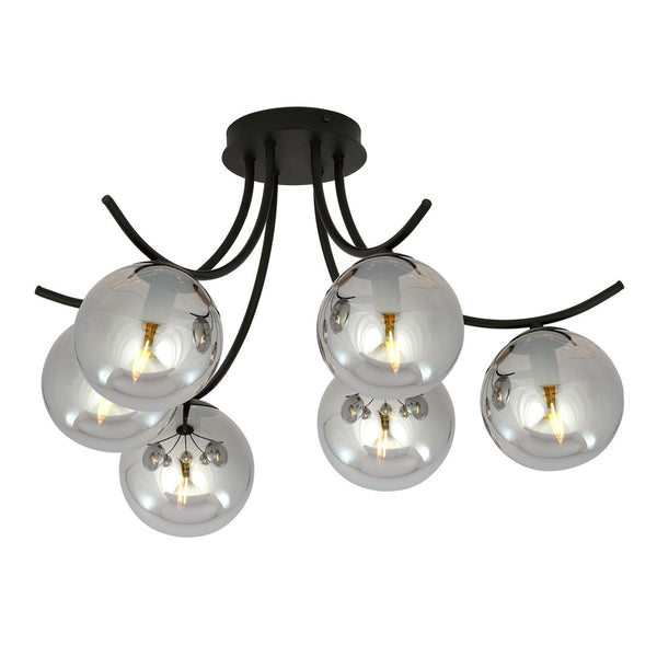 Plafondlamp BOSTON – 6 Bollen Zwart/Grijs