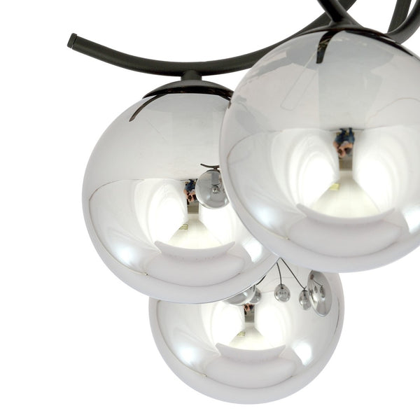 Plafondlamp BOSTON – 6 Bollen Zwart/Grijs