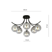 Plafondlamp BOSTON – 6 Bollen Zwart/Grijs