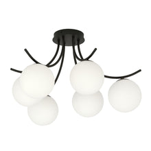Plafondlamp BOSTON – 6 Bollen Zwart/Opaal