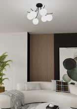 Plafondlamp BOSTON – 6 Bollen Zwart/Opaal
