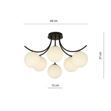 Plafondlamp BOSTON – 6 Bollen Zwart/Opaal