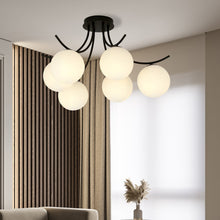 Plafondlamp BOSTON – 6 Bollen Zwart/Opaal