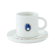 Bricard Hatira Espressoset Wit-Goud 12-Delig – 6 Kopjes 60 ml met Schotel