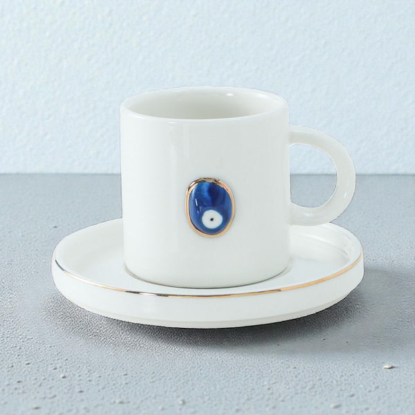 Bricard Hatira Espressoset Wit-Goud 12-Delig – 6 Kopjes 60 ml met Schotel